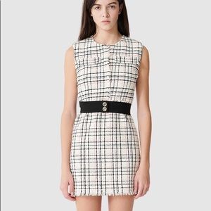 Maje Rianey Cotton Blend Tweed Sleeveless Dress